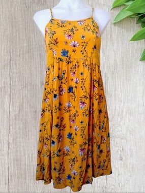 (NWOT) Mudd Girl’s Mustard Yellow Floral Summer / Spring Dress, Size: Large (12)